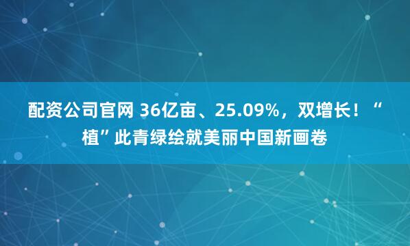 配资公司官网 36亿亩、25.09%，双增长！“植”此青绿绘就美丽中国新画卷